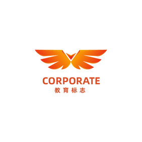 橙色教育翅膀梦想标志logo