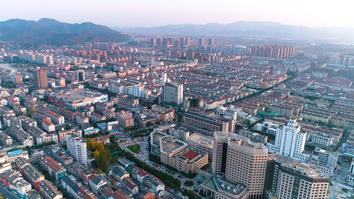 航拍浙江省湖州市德清县城市全貌