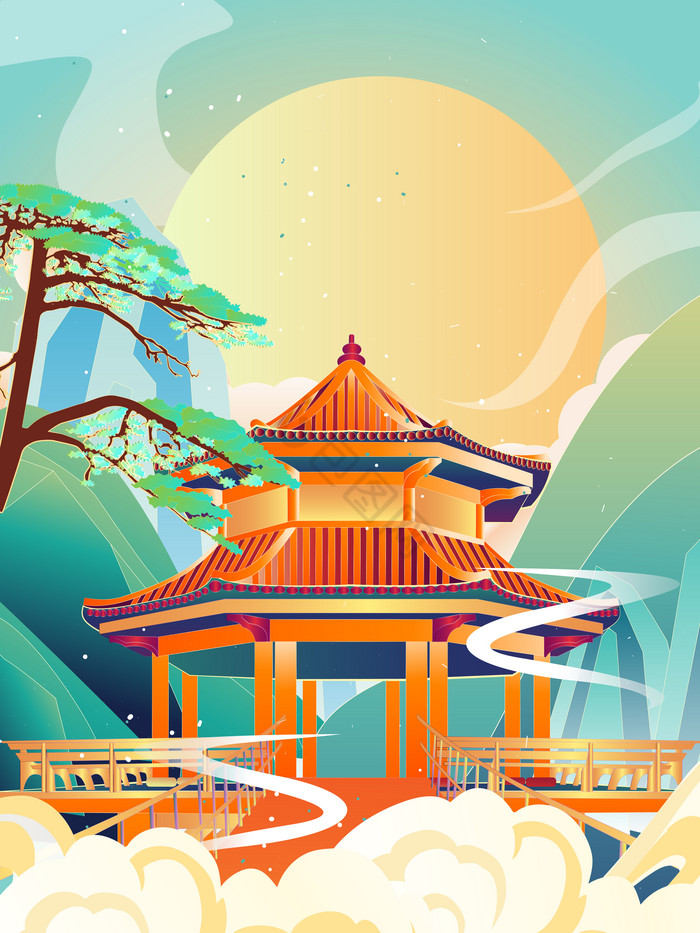 建筑插画图片下载-包图网