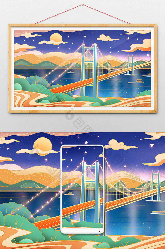 城市东莞虎门大桥插画图片