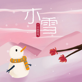 二十四节气之粉色冬季小雪下雪动态gif