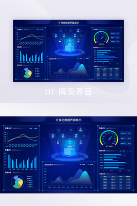 深色科技感大屏数据可视化后台展示图表界面