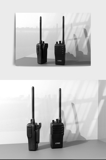 黑色手持对讲机C4D模型图片