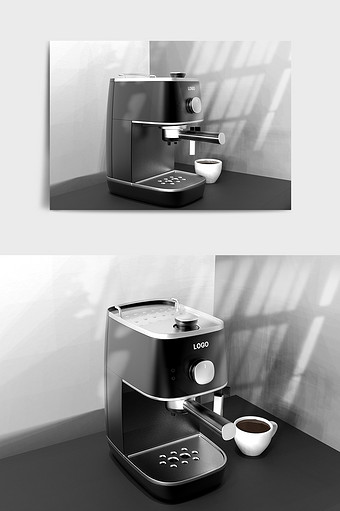 高端大气黑色咖啡机C4D模型图片