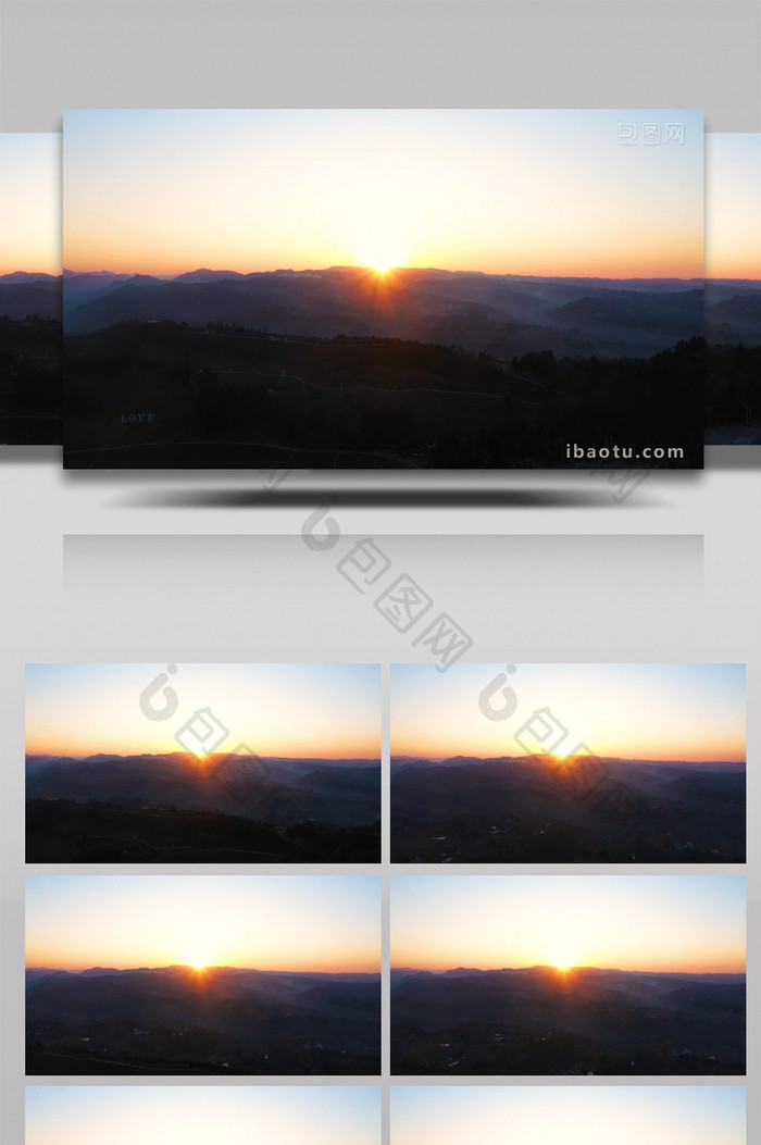 4K航拍太阳山顶日出日落合集实拍视频素材