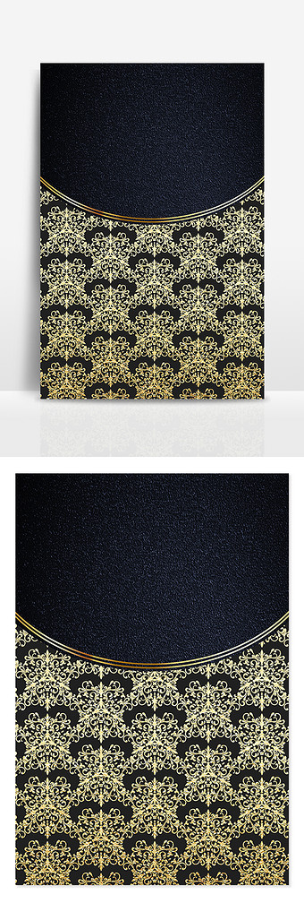 奢华烫金花样黑金纹理背景