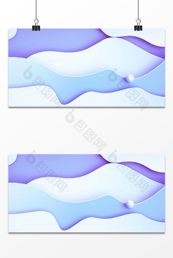 浅蓝色剪纸风立体纹理层次感背景图片