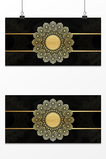 简约欧式花纹奢华黑金纹理背景
