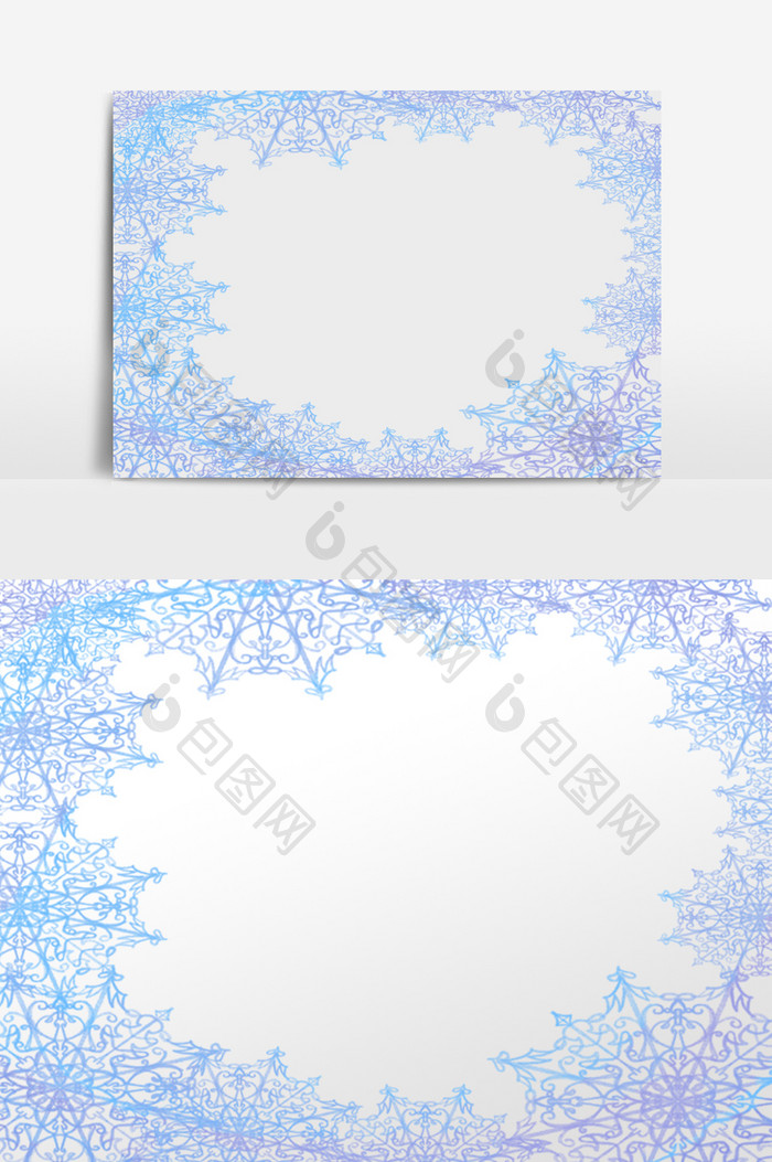 冬季蓝色雪花底纹背景边框