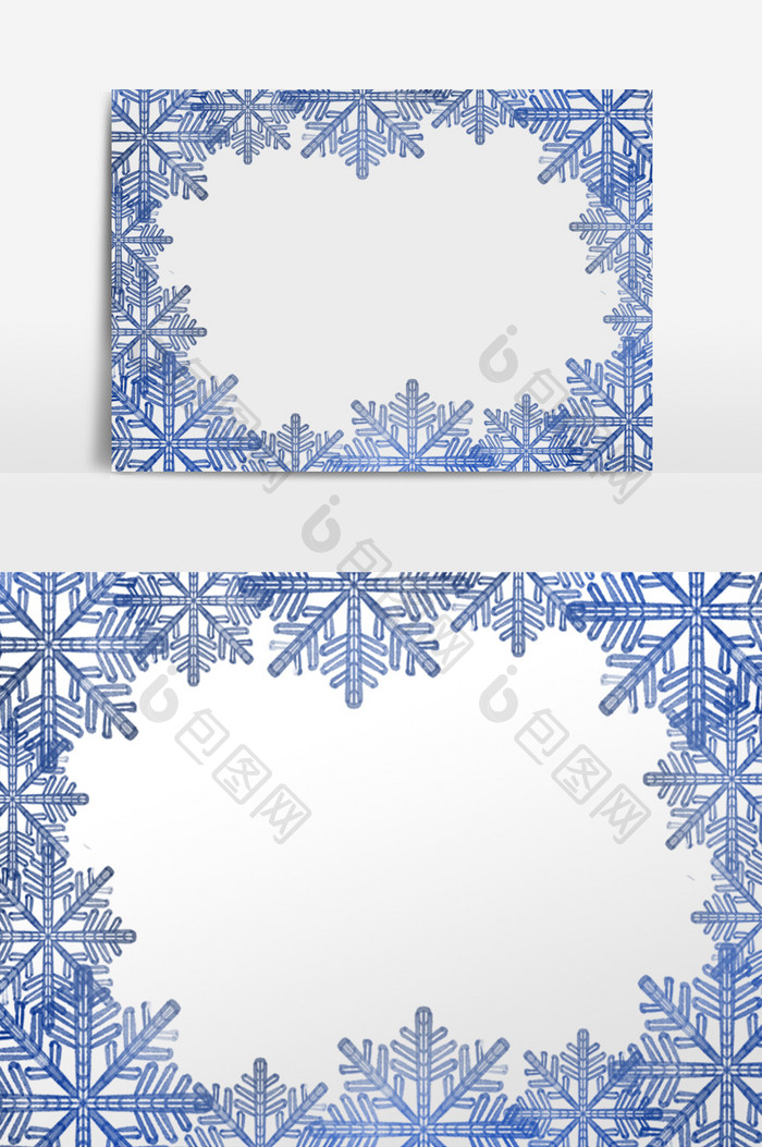 冬季蓝色雪花背景边框