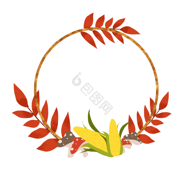 感恩节植物圆形边框图片