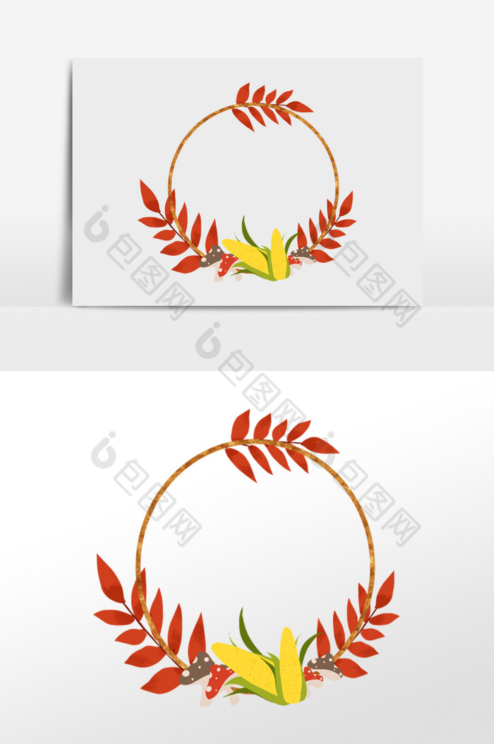 感恩节植物圆形边框图片图片