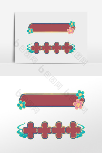 国潮风花纹标签标题框图片