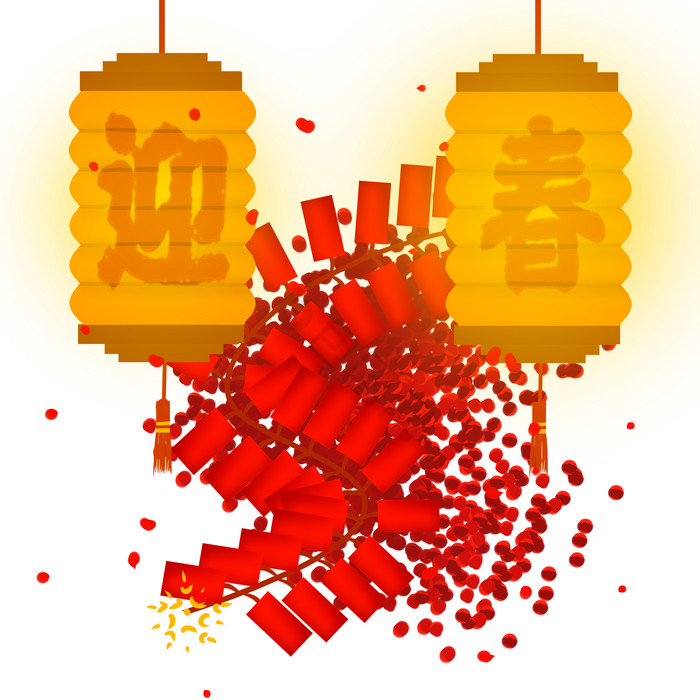 新春春节鞭炮灯笼图片