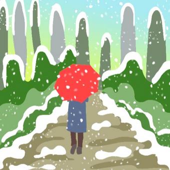 雪天雪中漫步女孩子元素动图gif