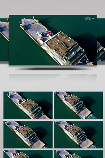4K航拍长江中巨大渡船航行实拍视频素材图片