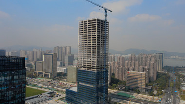城市高楼大厦建筑施工航拍视频