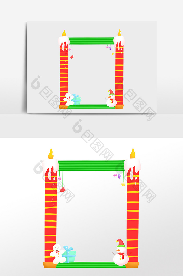 圣诞节礼物雪人拍照边框