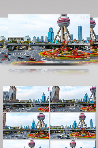 震撼8K移动延时上海东方明珠塔车流图片