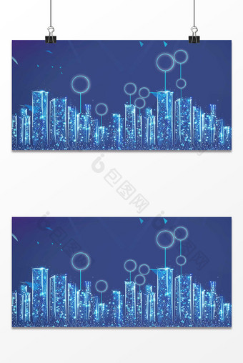 蓝色商务科技城市简约大气背景图片