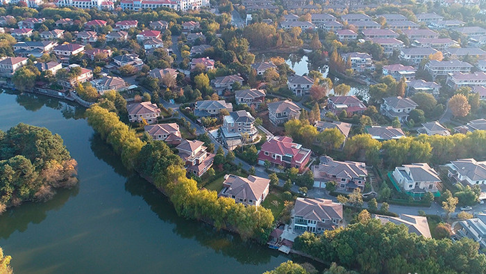 航拍浙江湖州太湖度假区