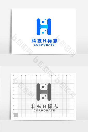 科技互联网字母h标志logo图片