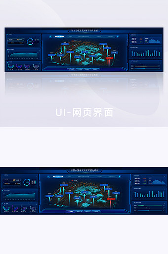 深色可视化智慧物业小区管理大数据超级大屏图片