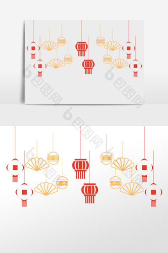 线性春节灯笼挂饰装饰图片