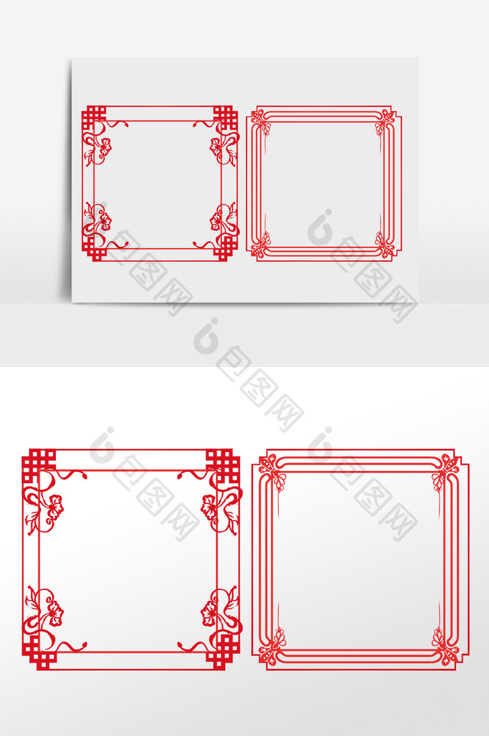 简约风国潮春节花纹边框