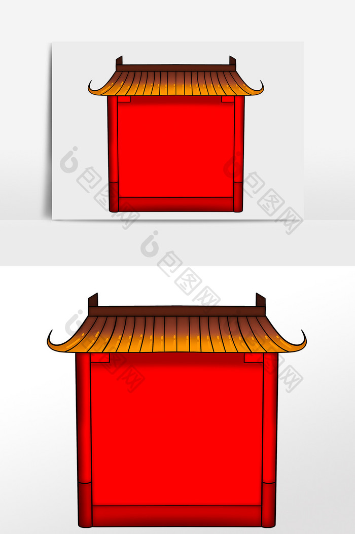 春节中式喜庆门楼边框