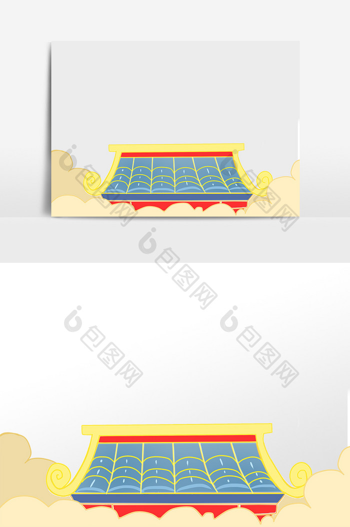 中式国潮春节房檐祥云