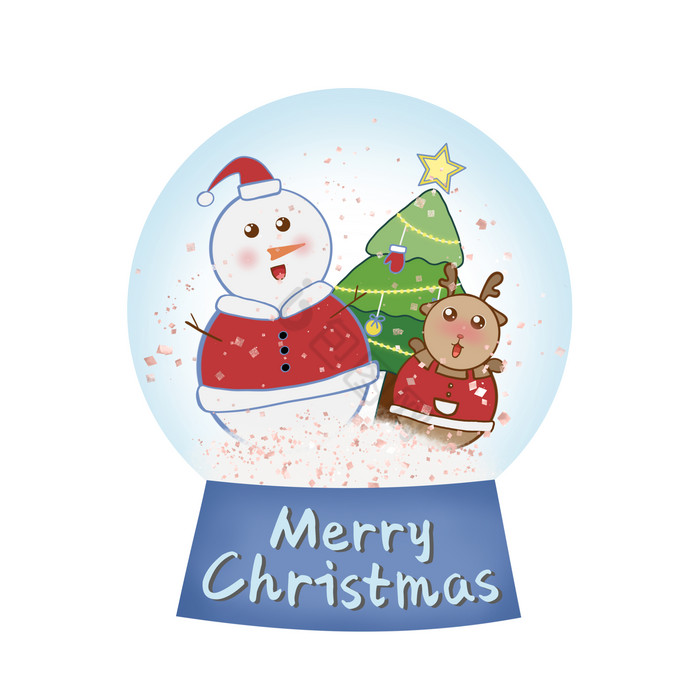 麋鹿圣诞树礼物水晶球图片