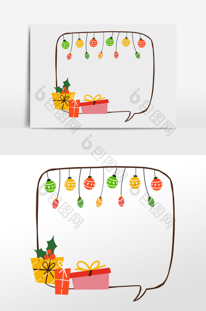 圣诞节礼物吊球通知框