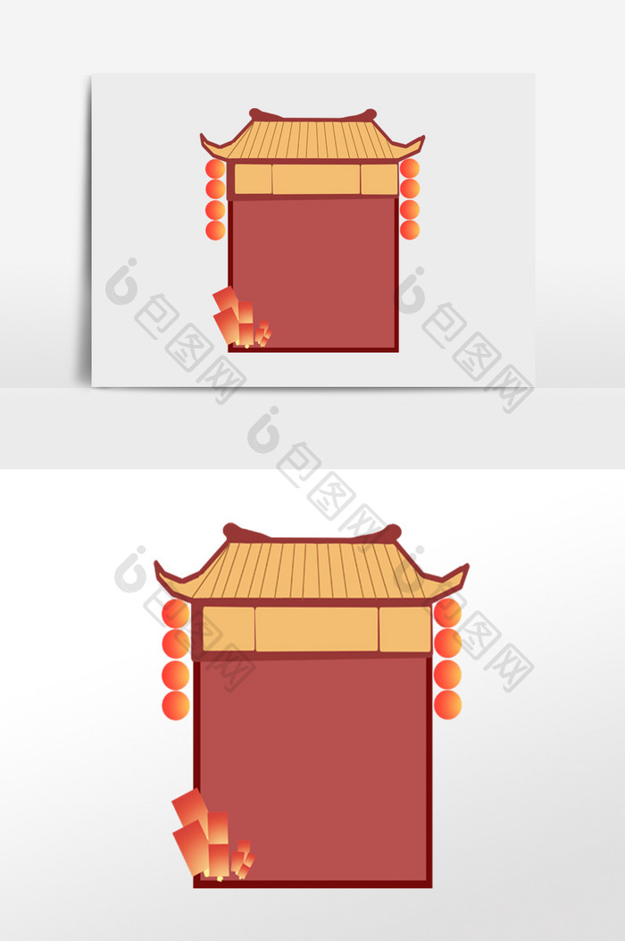 新春中式灯笼门楼边框