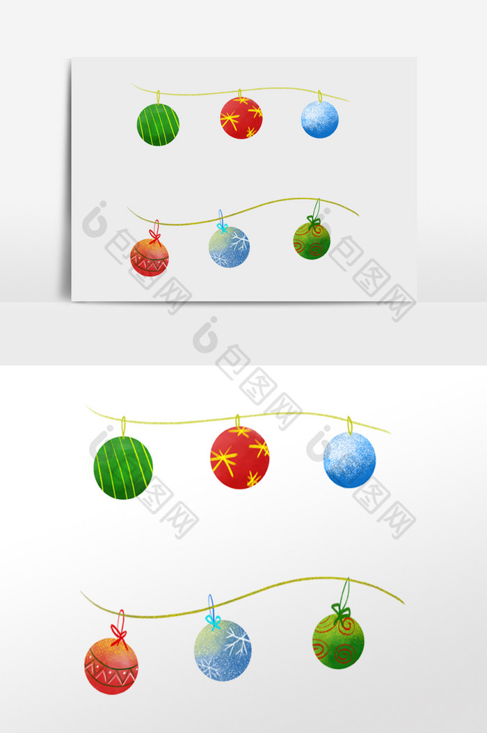 水彩质感圣诞挂球挂饰
