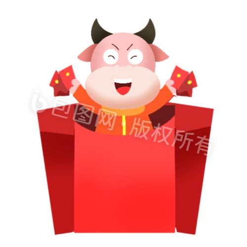 红色牛年新春红包牛动图GIF图片