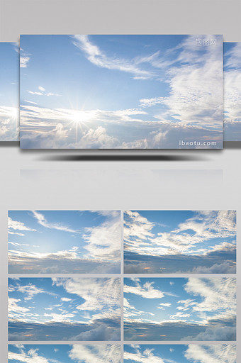 实拍天空延时日出蓝天白云飘动动态视频素材图片