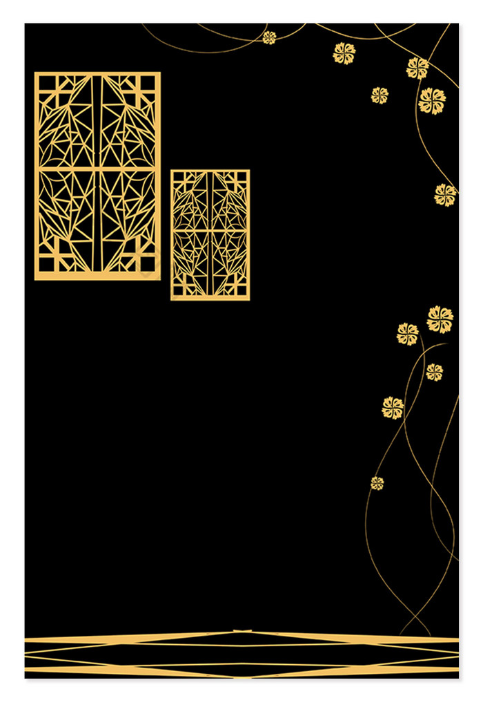 金色花纹底纹中式背景
