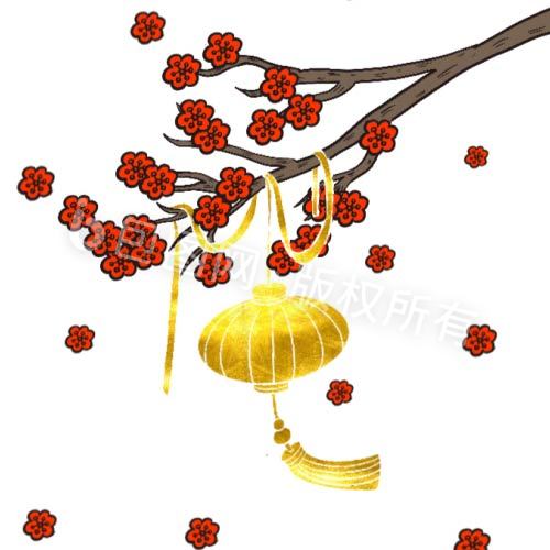 金色灯笼红色梅花元素动态GIF图片