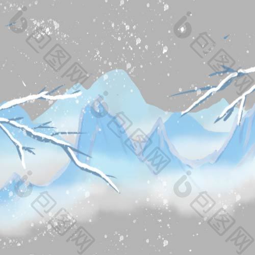 冬季冬天大雪雪山元素动图GIF