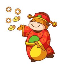 新春牛年牛财神招财进宝动图gif