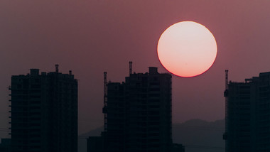 延时摄影城市日落特写镜头