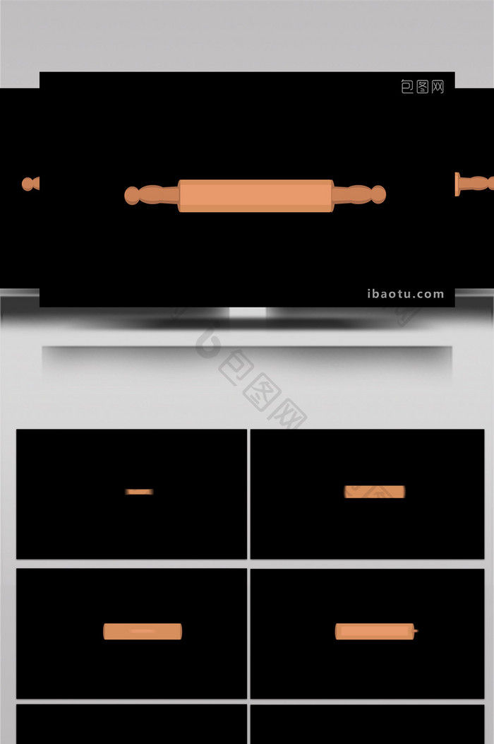简约扁平画风可爱弹动效果生活元素类擀面杖