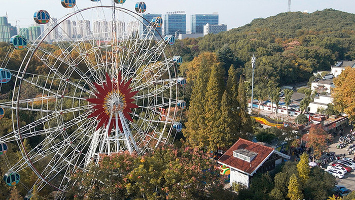 高清唯美航拍芜湖城市公园秋景实拍