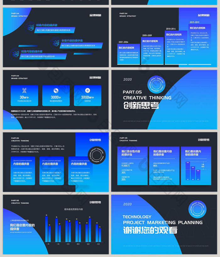 蓝色科技型商务营销策划书PPT模板