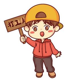 卡通可爱男孩子打工人举牌元素动图gif