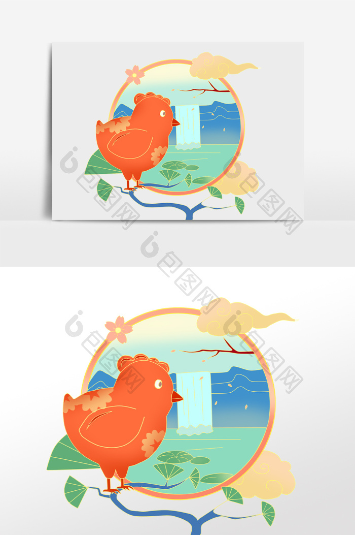 祥云十二生肖鸡图片