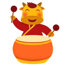 2021新年敲鼓小牛图片