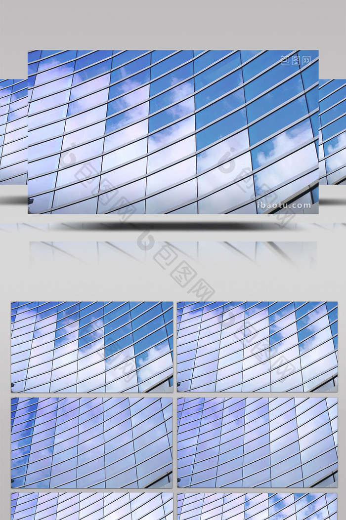 8K实拍建筑玻璃窗格反射天空蓝天白云延时