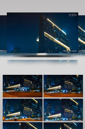 震撼8K移动延时杭州高德置地广场大楼夜景图片